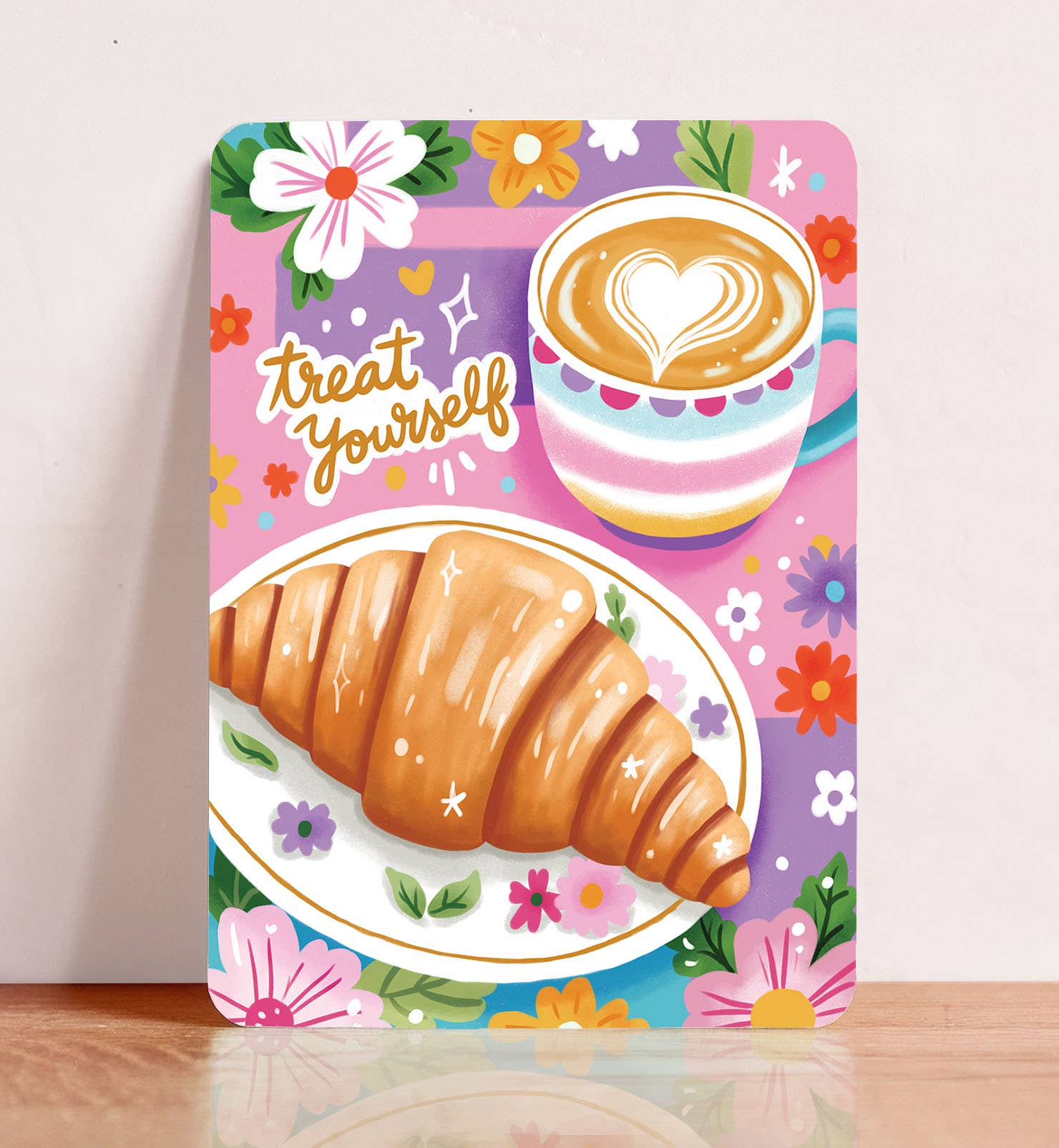 Kaart felicitatie verjaardag croissant koffie | Kaart Aniet Illustration